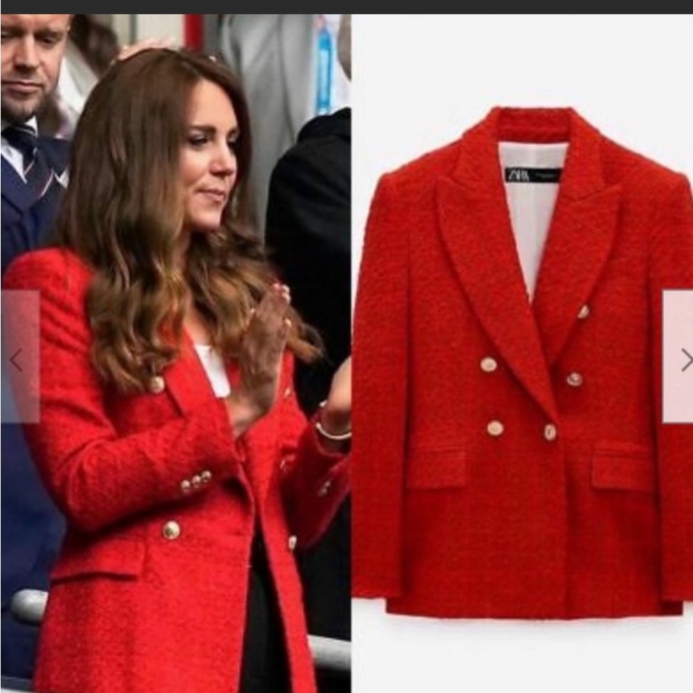 Zara// red tweed Blazer